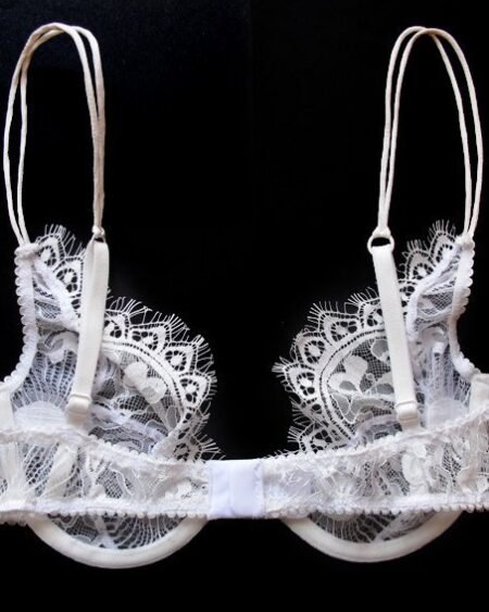 Sheer white bra plunge shape back detail