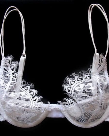 Sheer white bra plunge shape front