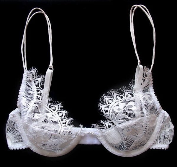 Sheer white bra plunge shape front