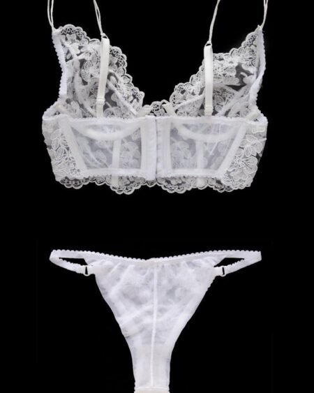 white see through lingerie bra and tanga