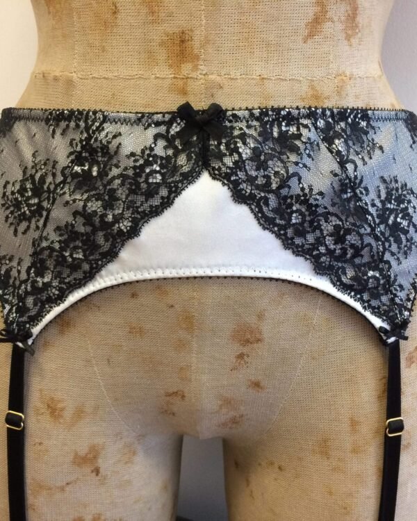 Black and white garterbelt silk and lace