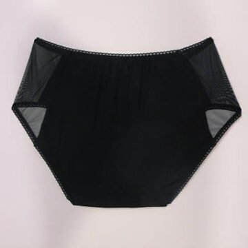 Black cotton panties with sheer mesh back