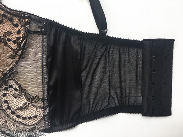 Black lace longline bra in lace and silk