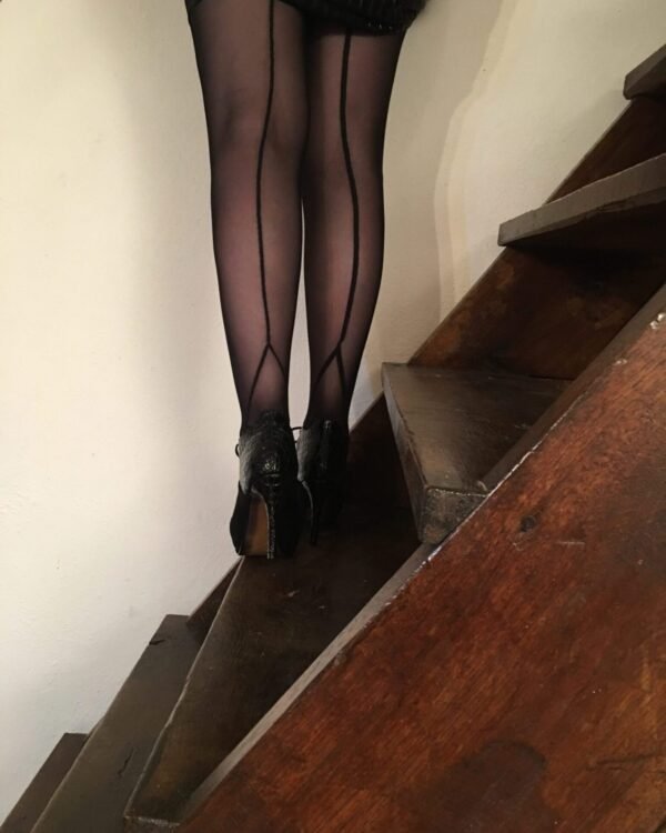 Black sheer stockings and high heels