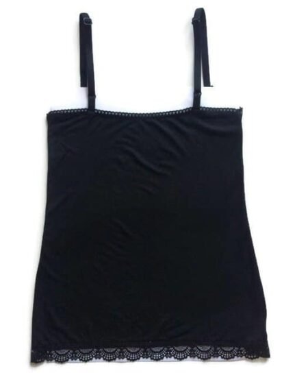Cotton camisole made in stretch jersey and lace edging back