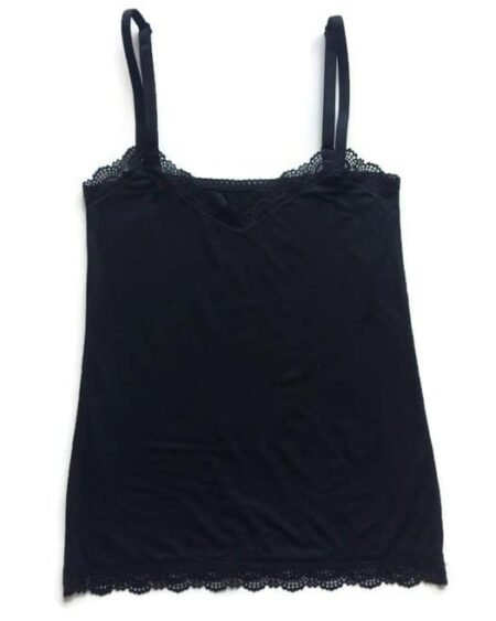 Loungewear comfortable cotton camisole made in stretch jersey and lace edging details 2