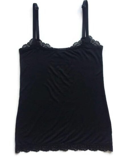 Cotton camisole made in stretch jersey and lace edging details