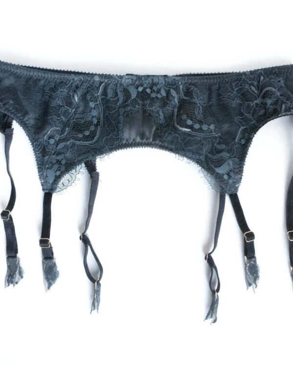 Grey silk and lace garterbelt handmade in france on order