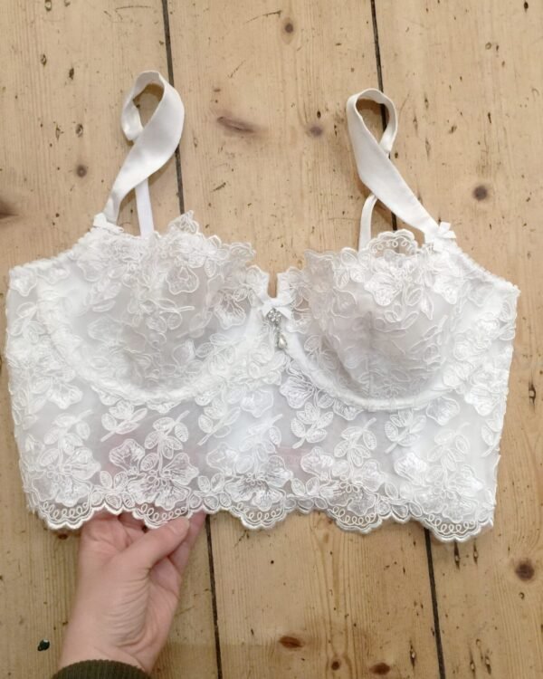 handmade lace lingerie longline bra silk front