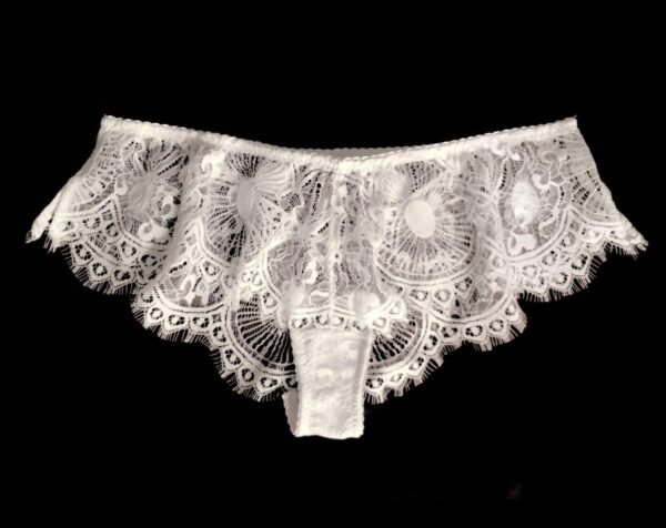 see through short in white lace