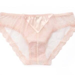 pink see through panties in lace and silk back