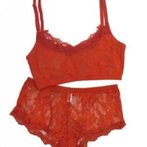 red lace lingerie set bralette and boyshort