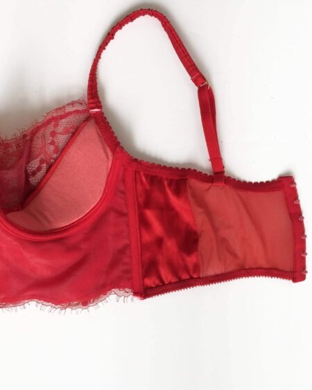 Red lingerie longline bra high support