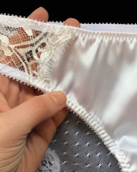 see through panties in white silk and lace details