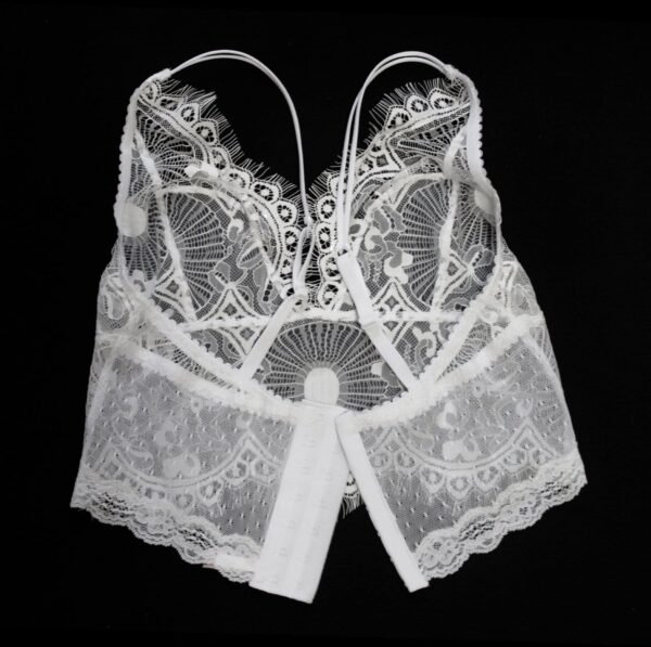 see through lingerie longline bra in white lace