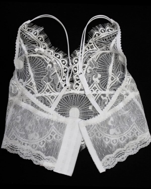 see through lingerie longline bra in white lace