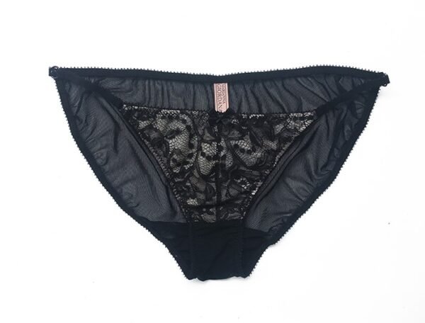 Sheer black panties bow front