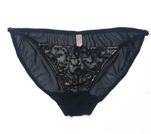 Sheer black panties bow front