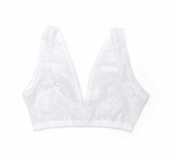 Sheer bralette in white stretch lace back