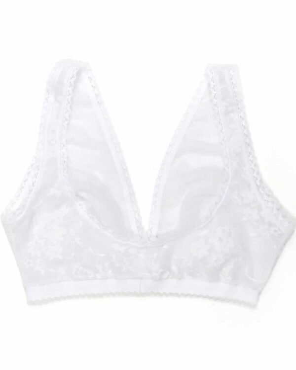 Sheer bralette in white stretch lace back