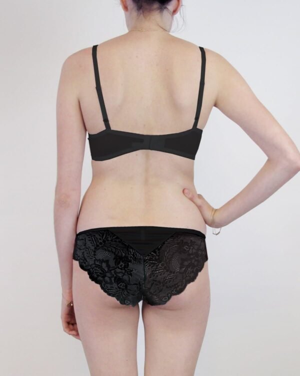 Sheer high end lingerie set back black silk and lace lingerie
