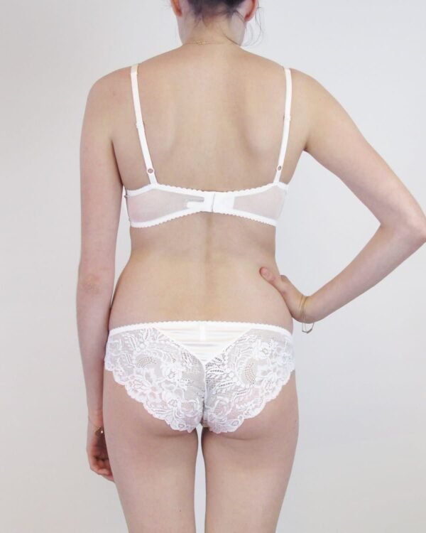 Sheer high end lingerie set back bridal silk and lace lingerie