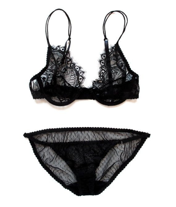 Sheer lace lingerie set in black lace