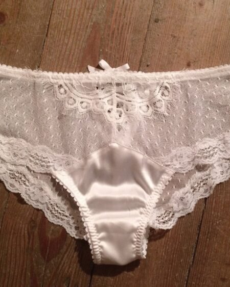 Sheer panties in white stretch mesh and silk