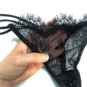 Sheer tong sheer panties in leavers lace details front