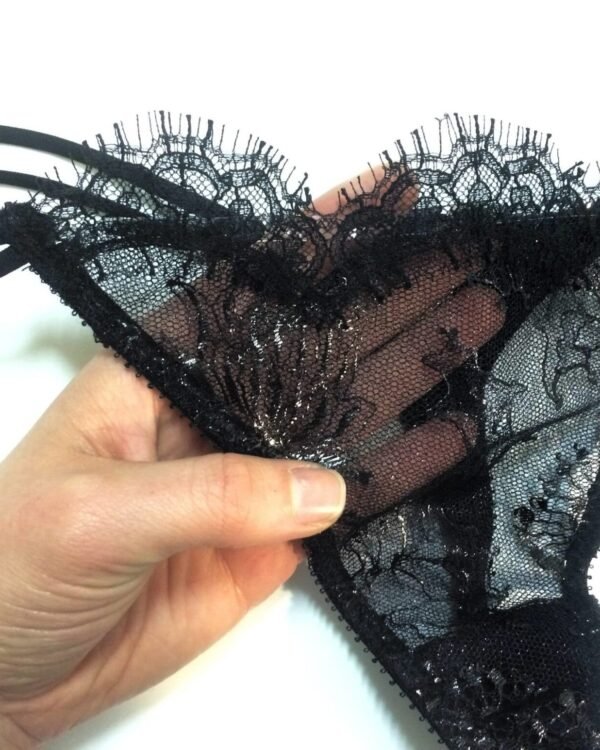 Sheer tong sheer panties in leavers lace details front