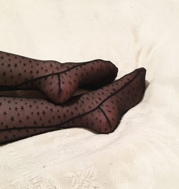 Star print black stockings details 4