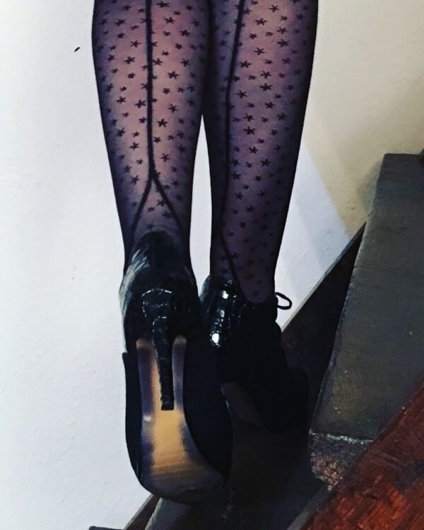Star print black stockings details