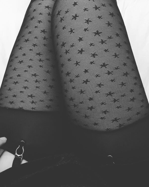 Star print black stockings