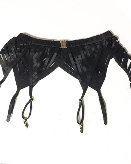 Strappy black garter-belt 6 suspenders