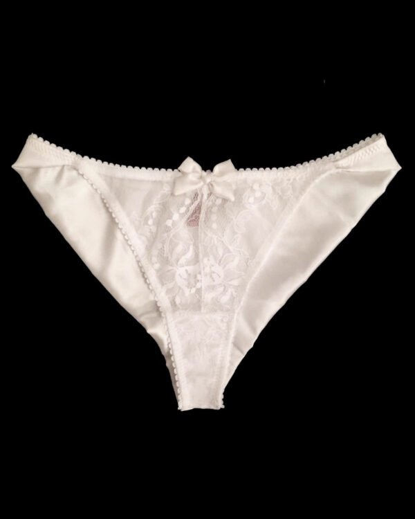 Silk panties in white Lace silk,   Tanga shape