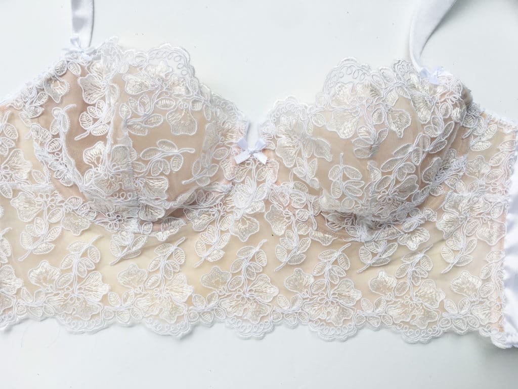 White lace bra in french calais lace nude lining - Marianna Giordana Paris