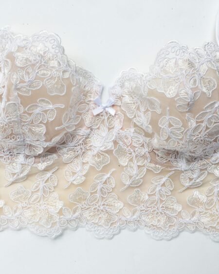 White luxury handmade bra in calais lace front 3
