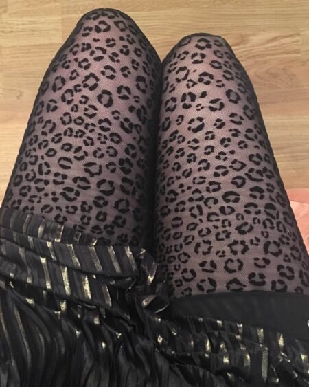 black stockings animal print in mesh