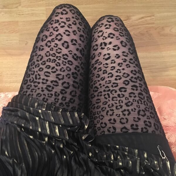 black stockings animal print in mesh