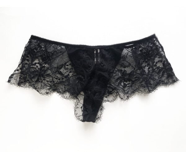 Black short in silk and lace back