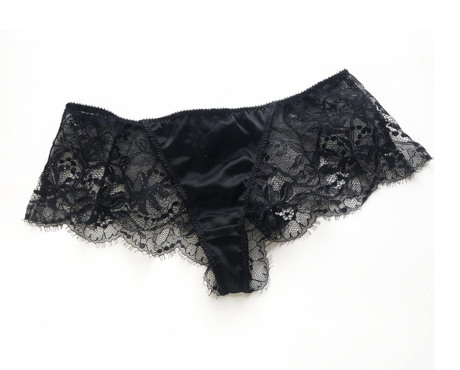 Silk black panties - Black lace panties - Lace brief - Lace tanga - Black  lingerie - Marianna Giordana Paris