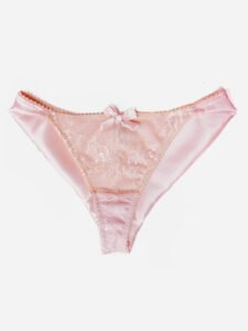 Silk panties in Pink Lace silk, Tanga shape - Marianna Giordana Paris