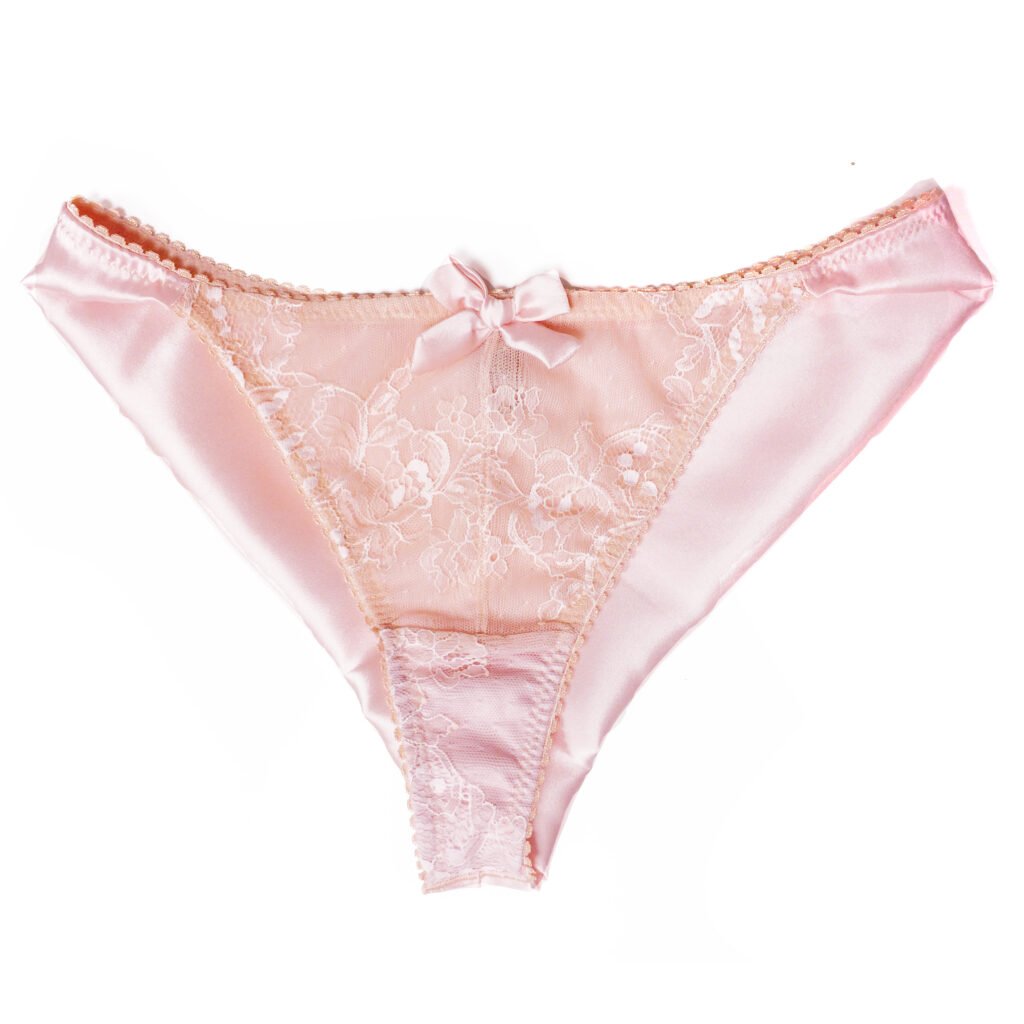 Silk Panties In Pink Lace Silk Tanga Shape Marianna Giordana Paris 4502