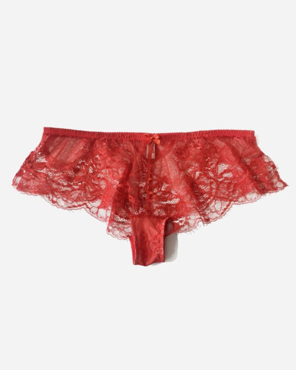 Red Sheer panties in Chantilly French lace - Lace short