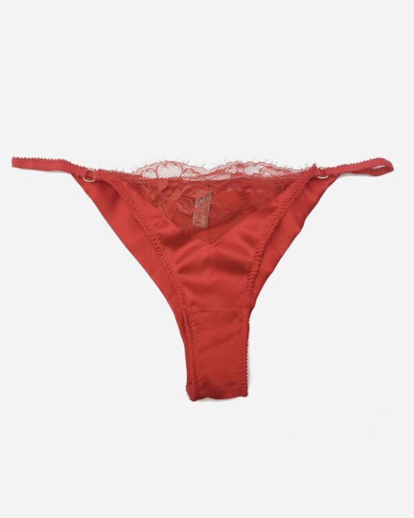 Red silk and lace panties - Sheer tanga
