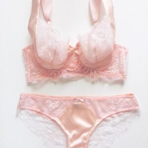 Pink silk and lace lingerie set