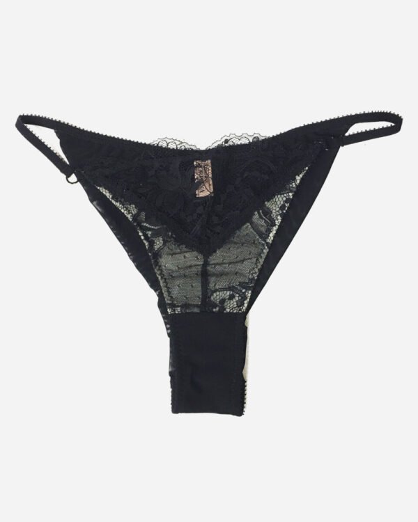 Black leavers lace panties - Sheer tanga