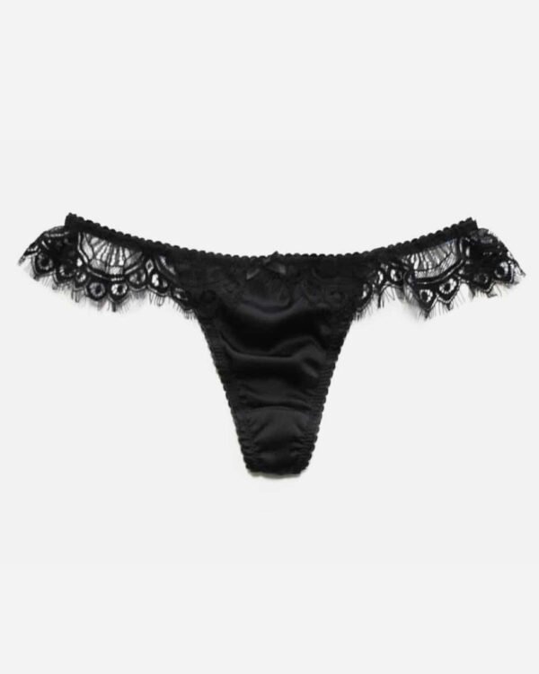 Lace thong - Thong panties - Black thong panties - hot panties - gift-for-woman - black knickers - satin panties