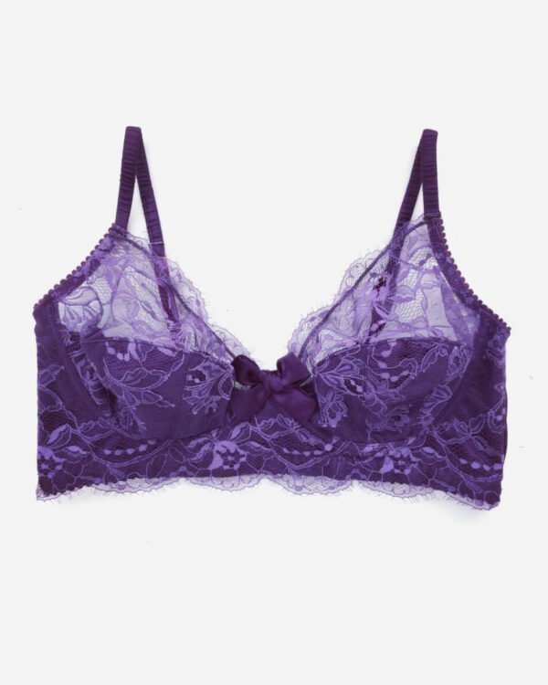 Lace purple bra in silk and Lace - Full coverage bra - Perfect for all size - Up to H cups