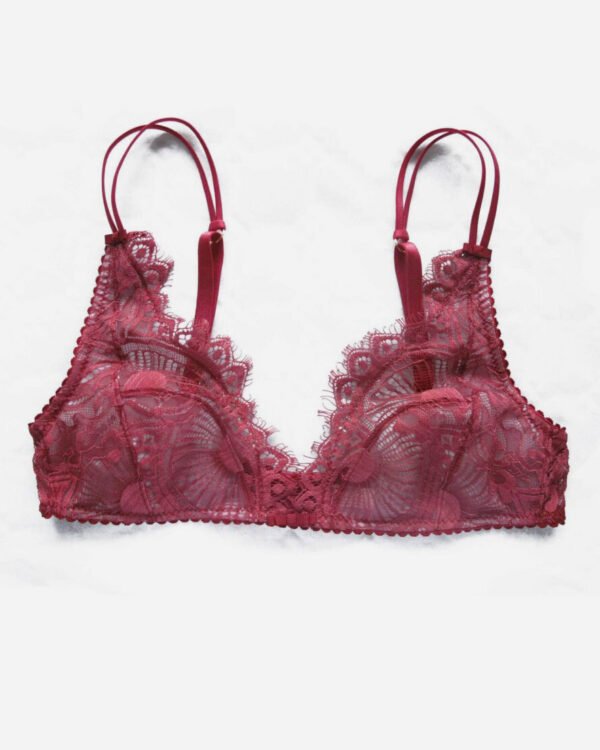 Red bralette - red lace bra - soft bralette - sexy bralette - Lace triangle bra - red lace bralette - handmade bralette - lace bralette